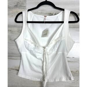 Free People Women’s Small White Ivory Lace Boho Sleeveless Tank Top New